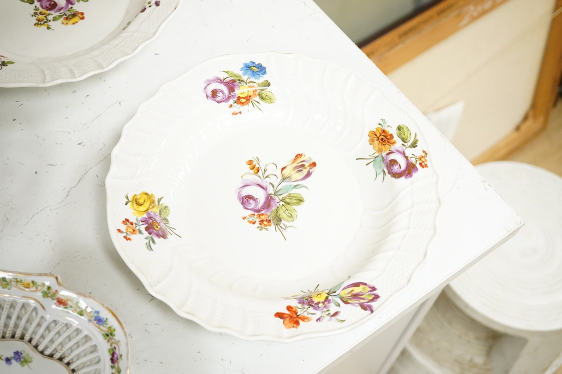 A Copenhagen putti tureen and cover-21cm high, a Herend basket, two Vienna type dishes and similar basket